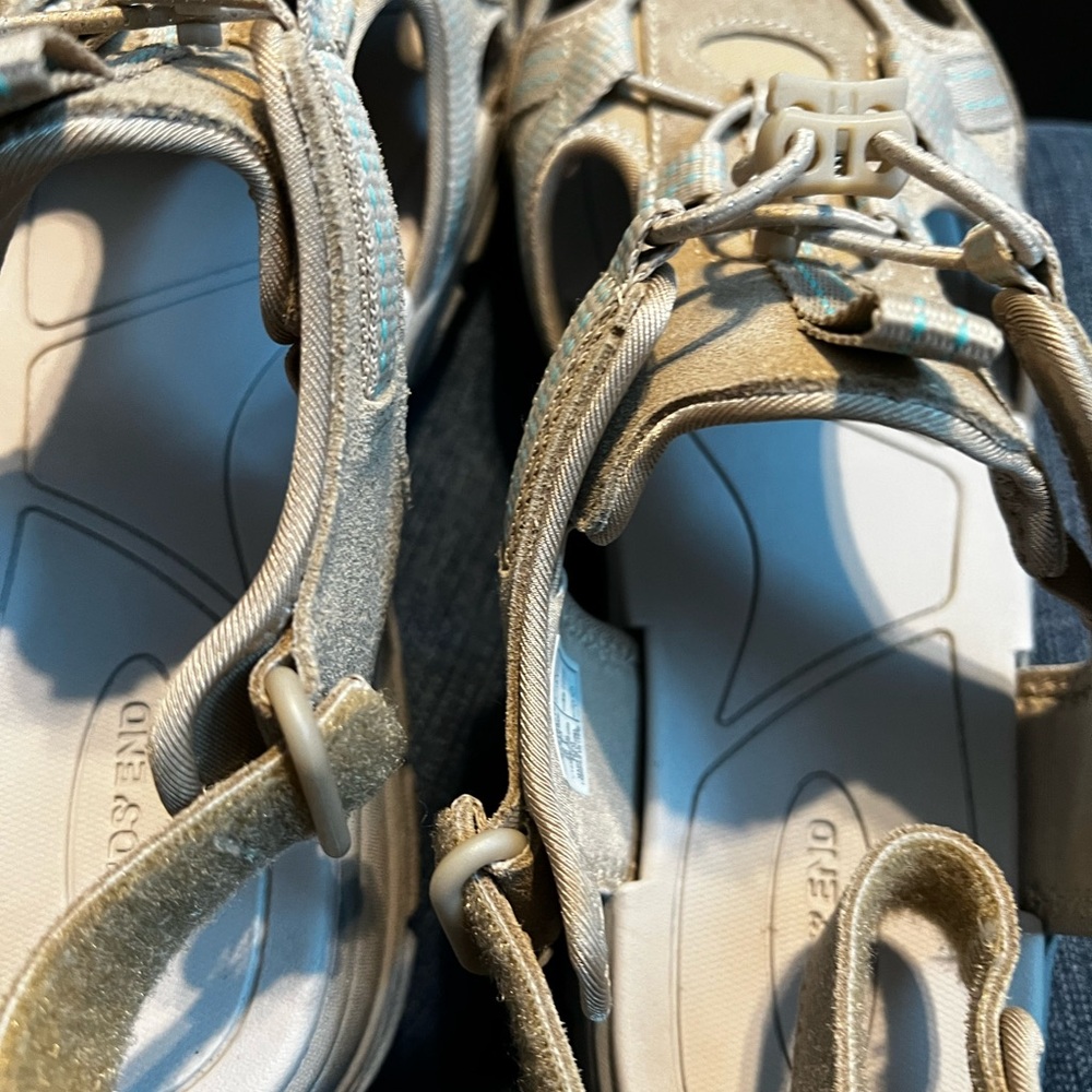 Beige and Blue Sandals